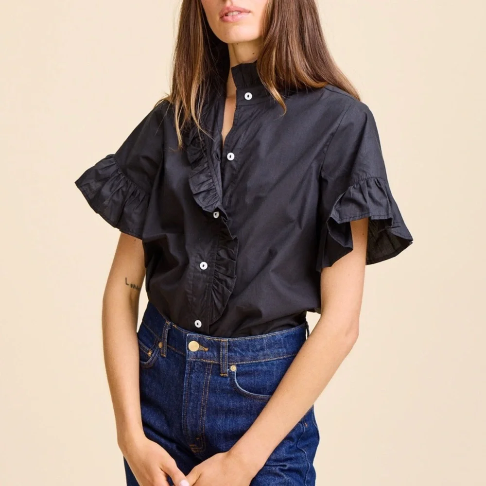 Mille Vanessa Top in Black Polka Dot Eyelet - Picture 7 of 7